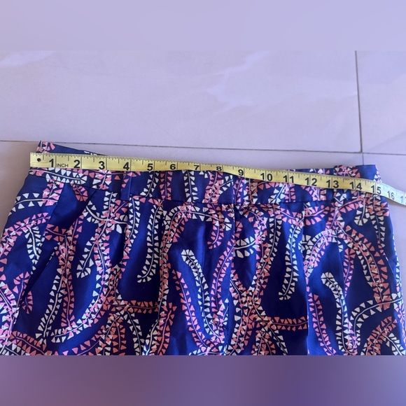 J. Crew Collection 100% Silk Dress Pants Coral Navy Floral Abstract Print Sz 2 - Picture 9 of 15